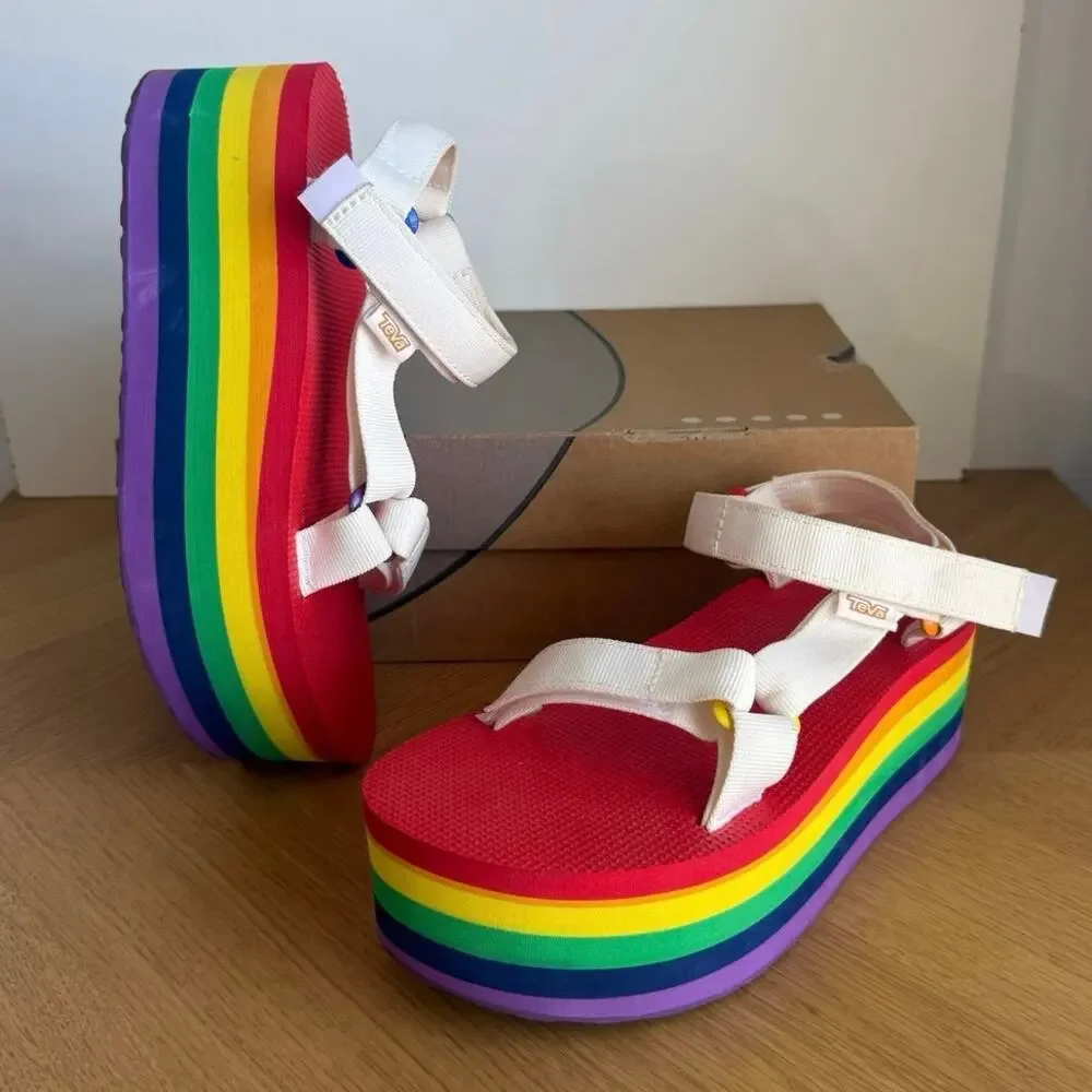 Teva Universal Rainbow Stripe ‘ Pride’ Women Platform Sandals - SZ 9